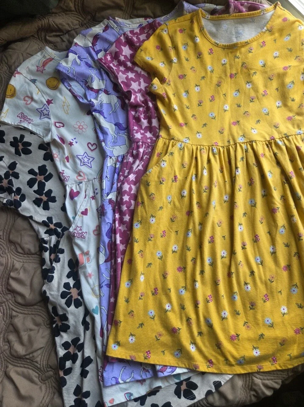 Lot Of 5 Wonder Nation Girls Dresses w/pockets Bundle XL 14-16